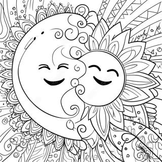 Elegant Bohemian Sun And Moon Coloring Page 88444-28912