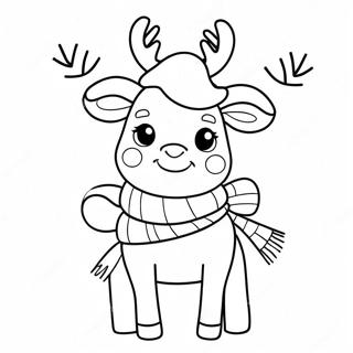 Cute Reindeer With Scarves Coloring Page 88468-28921