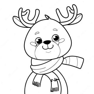 Cute Reindeer With Scarves Coloring Page 88468-28922