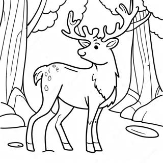 Majestic Reindeer In Forest Coloring Page 88470-28931