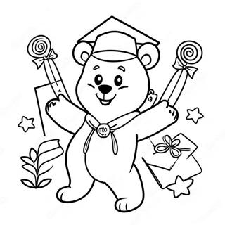 Cute Kindergarten Graduation Bear Coloring Page 88674-29081