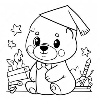 Cute Kindergarten Graduation Bear Coloring Page 88674-29082