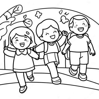 Excited Kids On First Day Of School Coloring Page 88854-29222