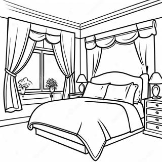 Spacious Bedroom With Window Coloring Page 88934-29291