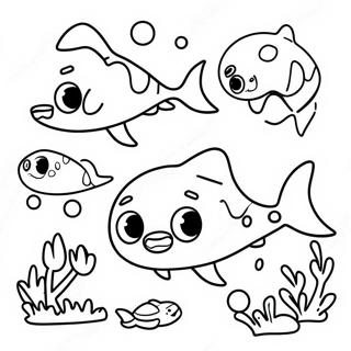 Cute Baby Shark Family Coloring Page 8927-460