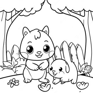 Cute Calico Critters Playing In The Garden Coloring Page 89783-29944