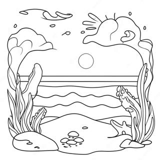 Watercolor Ocean Scene Coloring Page 90064-30154