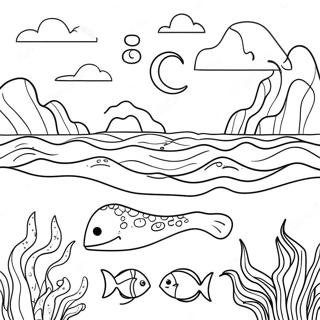 Watercolor Ocean Scene Coloring Page 90064-30156