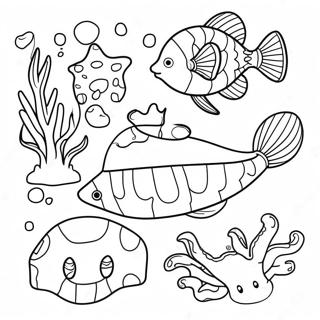 Vibrant Watercolor Underwater Creatures Coloring Page 90065-30157