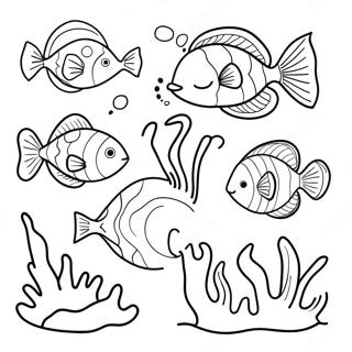 Vibrant Watercolor Underwater Creatures Coloring Page 90065-30158