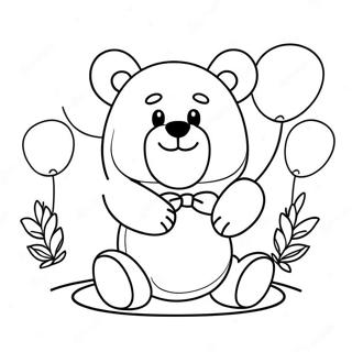 Cute Gummy Bear With Balloons Coloring Page 90299-30337