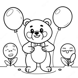 Cute Gummy Bear With Balloons Coloring Page 90299-30338