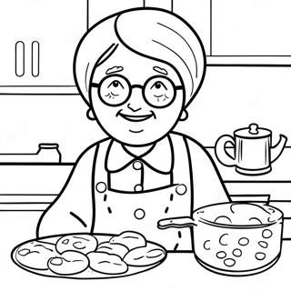Happy Grandma Baking Cookies Coloring Page 90404-30421