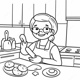 Happy Grandma Baking Cookies Coloring Page 90404-30424