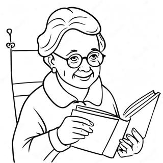 Grandma Reading A Book Coloring Page 90405-30425