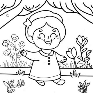 Playful Grandma In A Garden Coloring Page 90406-30430