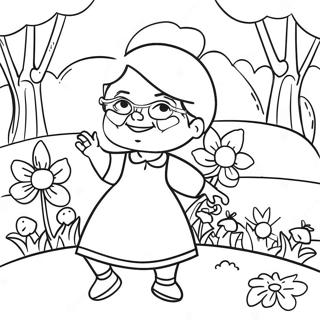 Playful Grandma In A Garden Coloring Page 90406-30431
