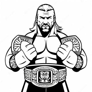 Triple H Holding Two Belts Coloring Page 90534-30525