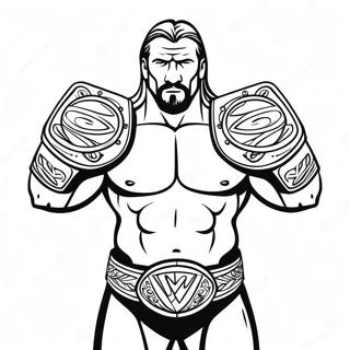 Triple H Holding Two Belts Coloring Page 90534-30527