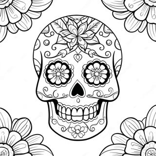 Colorful Day Of The Dead Skull Coloring Page 90559-30543