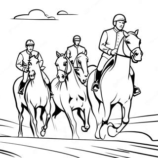 Elegant Jockeys Riding Horses Coloring Page 91021-30908