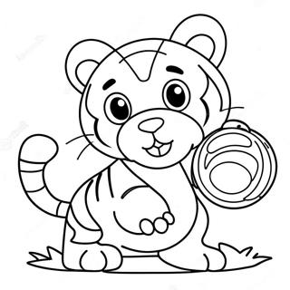 Cute Tiger Playing With Ball Coloring Page 9117-817