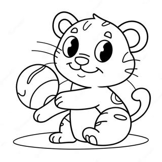 Cute Tiger Playing With Ball Coloring Page 9117-818