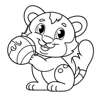 Cute Tiger Playing With Ball Coloring Page 9117-819