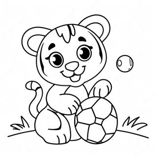 Cute Tiger Playing With Ball Coloring Page 9117-820