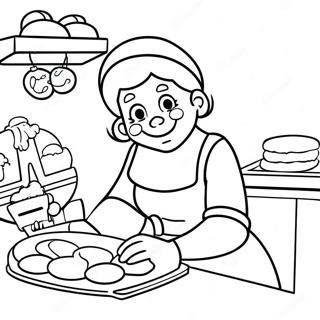 Mrs Claus Baking Cookies Coloring Page 91202-31113