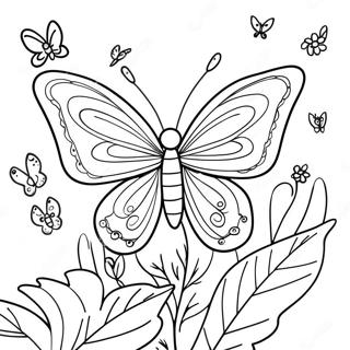 Whimsical Flower Butterfly On A Leaf Coloring Page 91229 31140