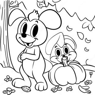 Colorful Fall Disney Characters Coloring Page 91328 31207