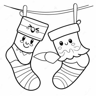 Retro Christmas Stockings Coloring Page 91686 31492