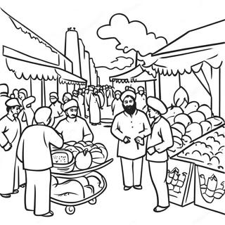 Vibrant Indian Market Scene Coloring Page 91891-31657