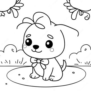Cute Kawaii Dog With Bow Coloring Page 91914 31667