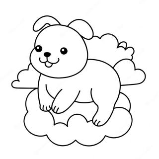 Sleepy Kawaii Dog On A Cloud Coloring Page 91917-31680