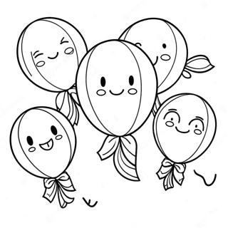 Festive Happy Birthday Balloons Coloring Page 91992-31731