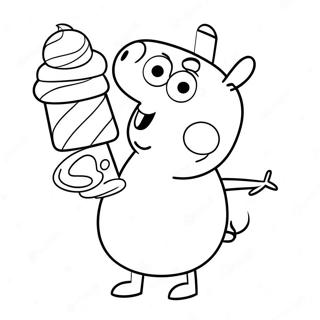 Peppa Pig Holding A Melting Ice Cream Coloring Page 92249-31937
