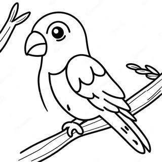 Colorful Parakeet Perched On A Branch Coloring Page 92480-32105