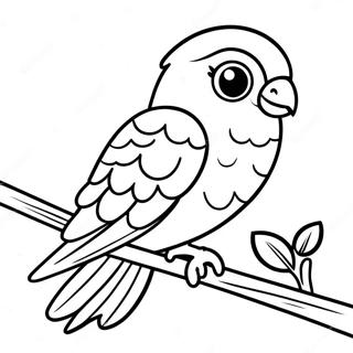 Colorful Parakeet Perched On A Branch Coloring Page 92480-32106