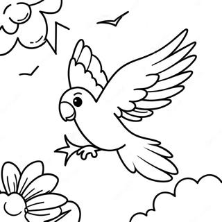 Playful Parakeet Flying In The Sky Coloring Page 92482-32115