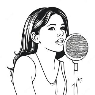 Cute Selena With A Microphone Coloring Page 92557-32166