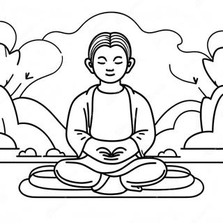 Calm Meditation Scene Coloring Page 93095-32585