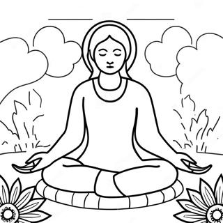 Calm Meditation Scene Coloring Page 93095-32586