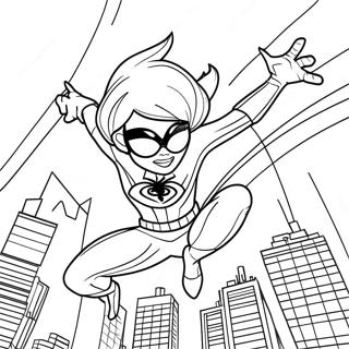 Superhero Spider Girl In Action Coloring Page 93200-32675