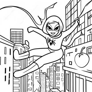 Spider Girl Swinging Through The City Coloring Page 93201-32677