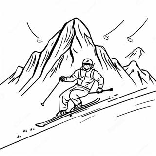 Snowy Mountain Skiing Coloring Page 93430-32845