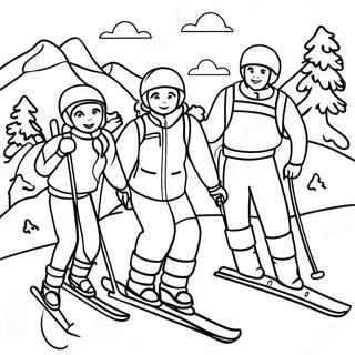 Skiing Family Fun Coloring Page 93431-32851