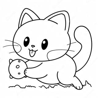 Playful Anime Cat Chasing A Ball Coloring Page 93689-33050