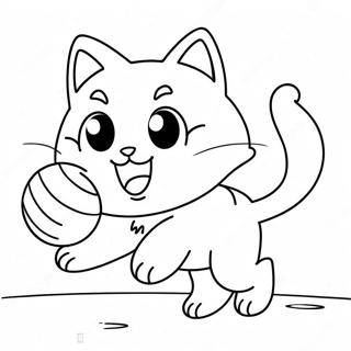 Playful Anime Cat Chasing A Ball Coloring Page 93689-33051